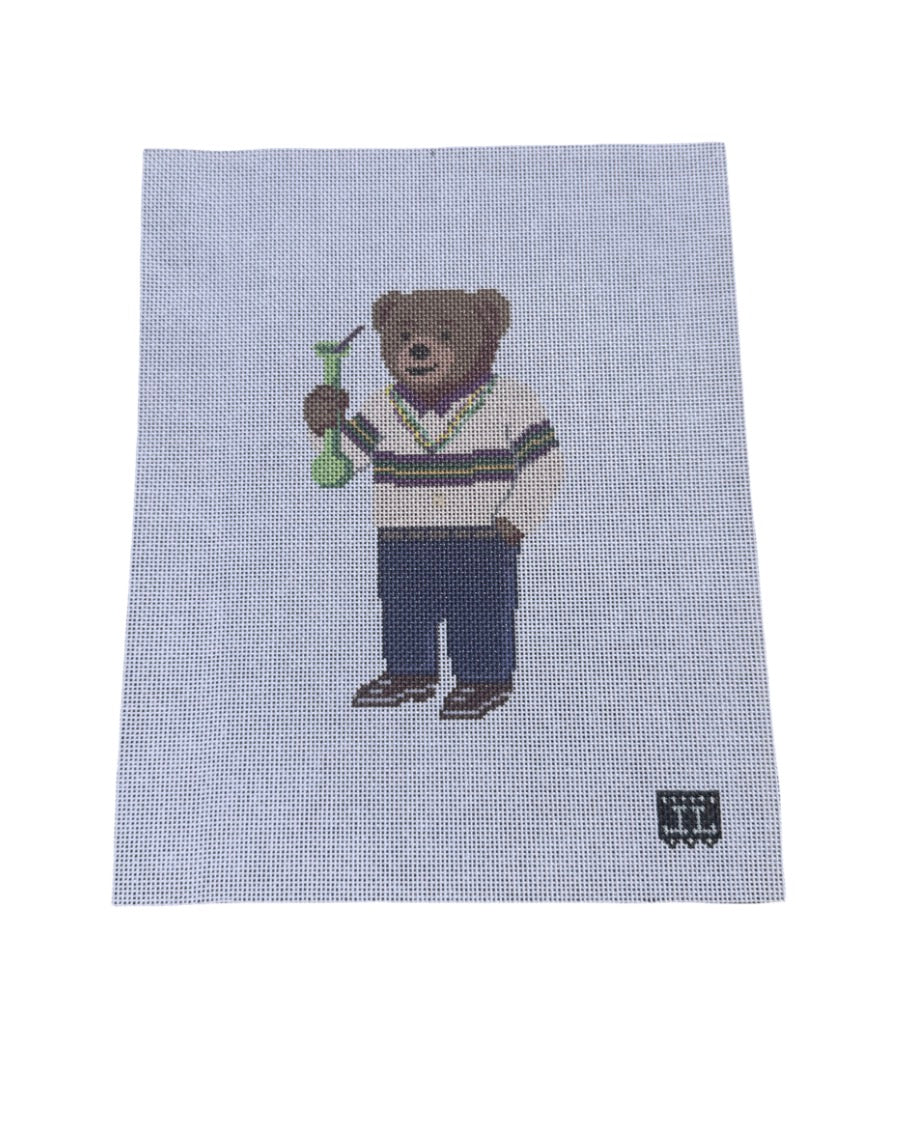 Mardi Gras Teddy / Ralph Lauren Bear Needlepoint Canvas