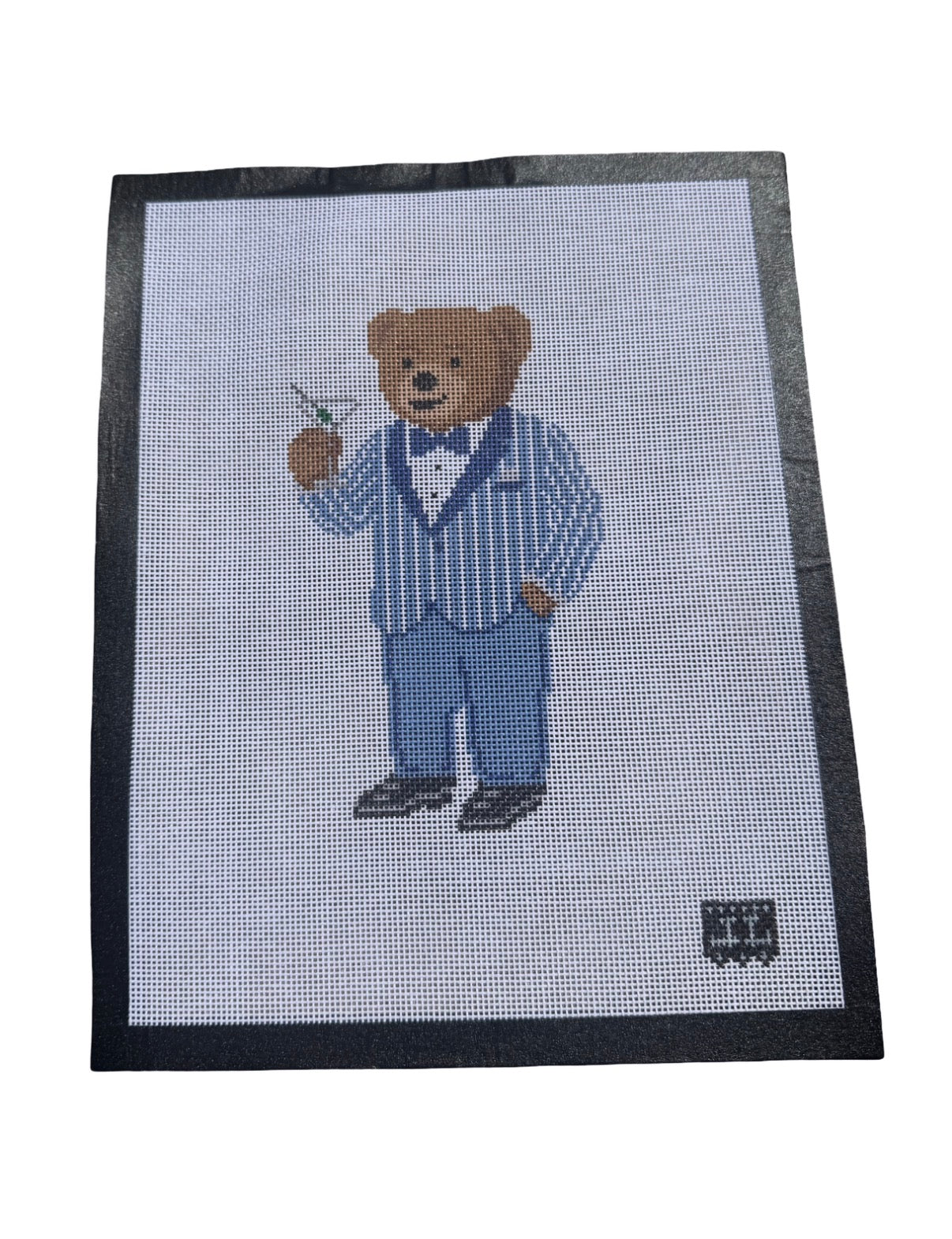 Seersucker Southern Ralph Lauren Bear Needlepoint Canvas