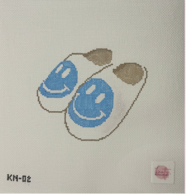 Smiley Face Slippers (Blue)