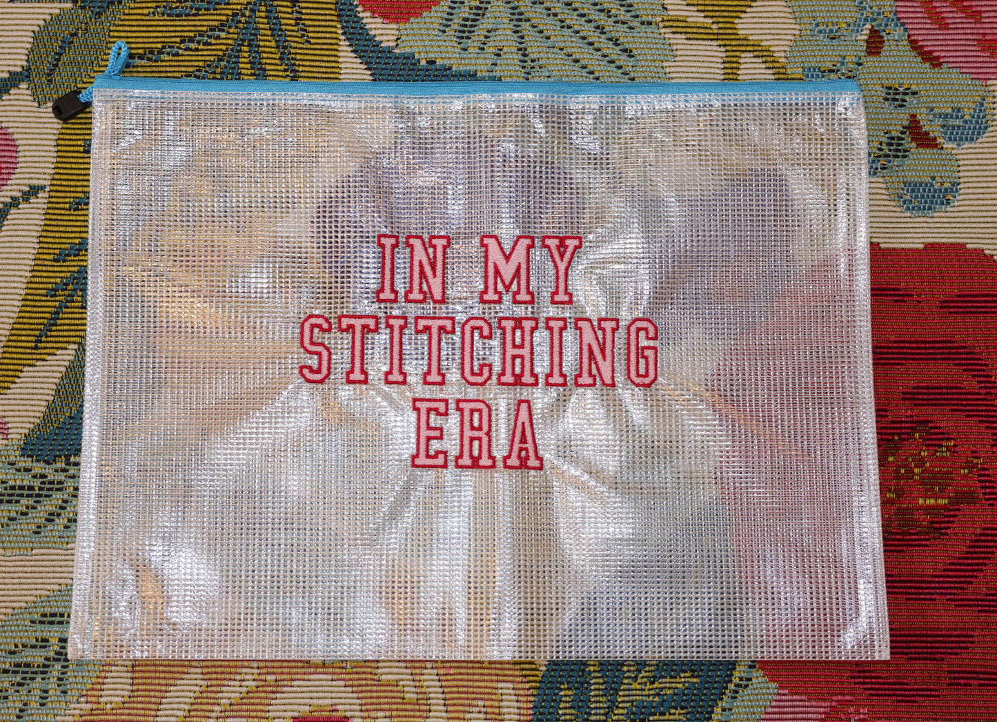 In my Stitching Era Project Bag (Pink & Red)