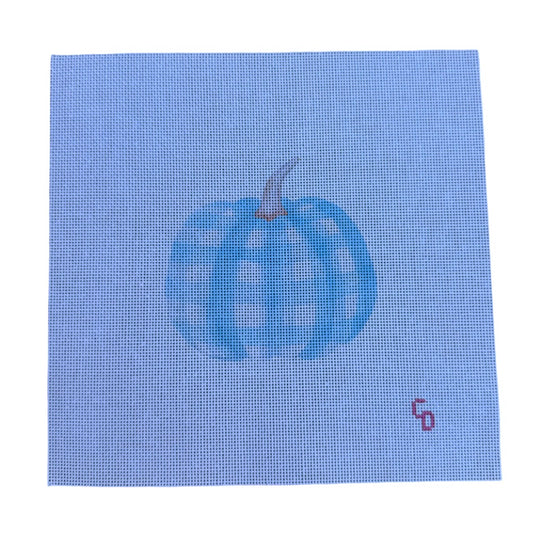 Plaid Blue Pumpkin Fall Needlepoint Canvas
