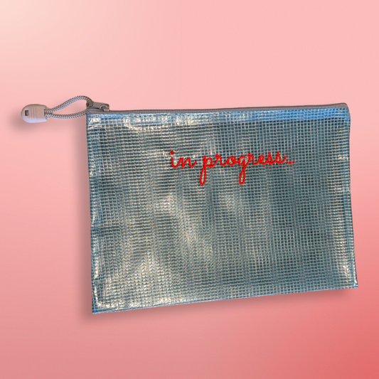 Blue mini project bag in progress..